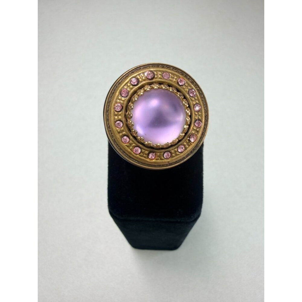 Vintage Lucite Ring Iridescent Tortoise Shell Look Chunky Statement Dome Sz 8 - Picture 12 of 12